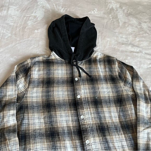 PacSun Lumber Plaid Long Sleeve Hooded Shirt - Picture 5 of 13